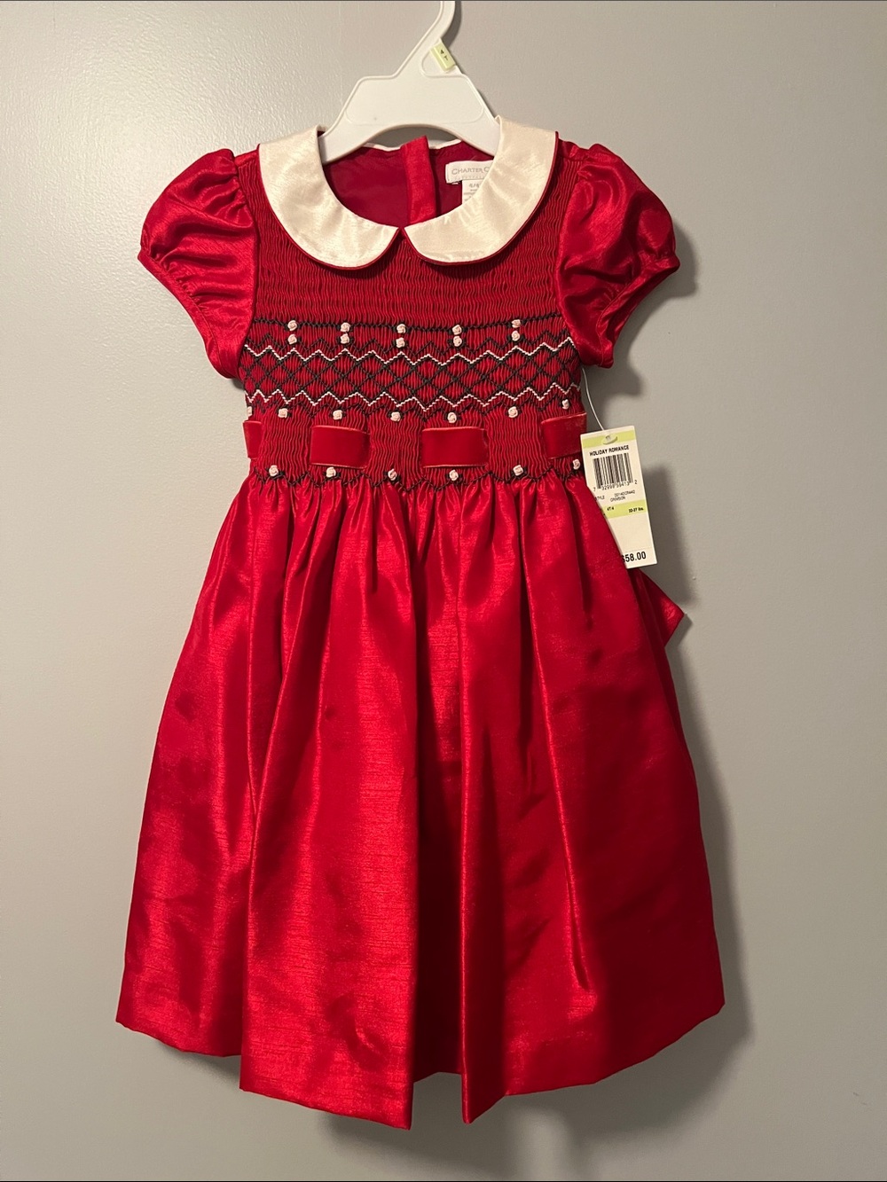 Charter Club Red Dress with Cream Peter Pan Collar